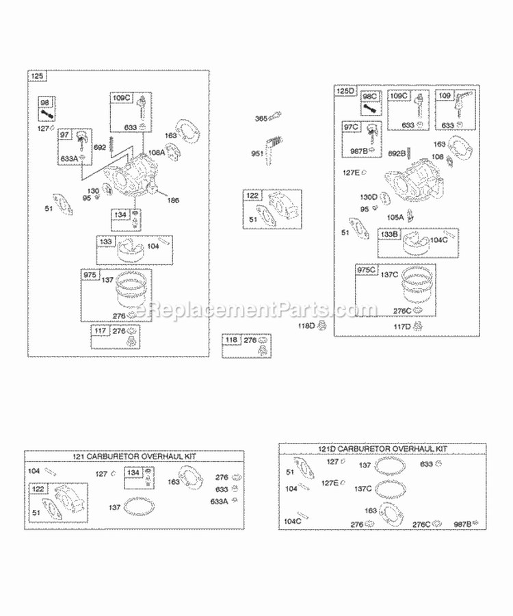 Carburetor Diagram and Parts List for 150312-0112-E1  Briggs and Stratton Engine